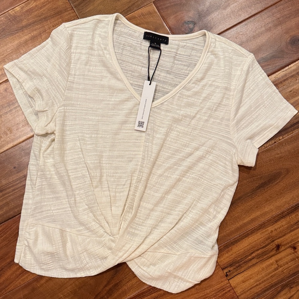 Sanctuary Cream Twist-Front V-Neck Tee